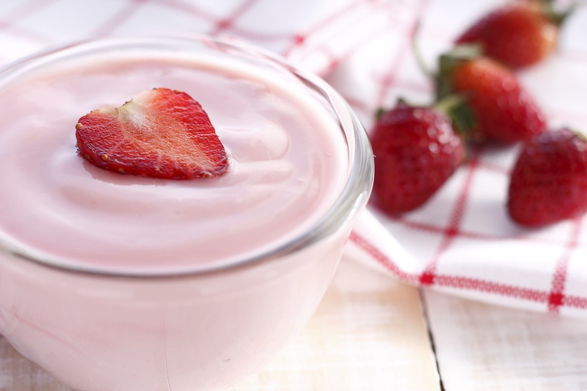 Strawberry,Yogurt,With,Fresh,Strawberry,In,Heart-like,Formed,On,Wooden