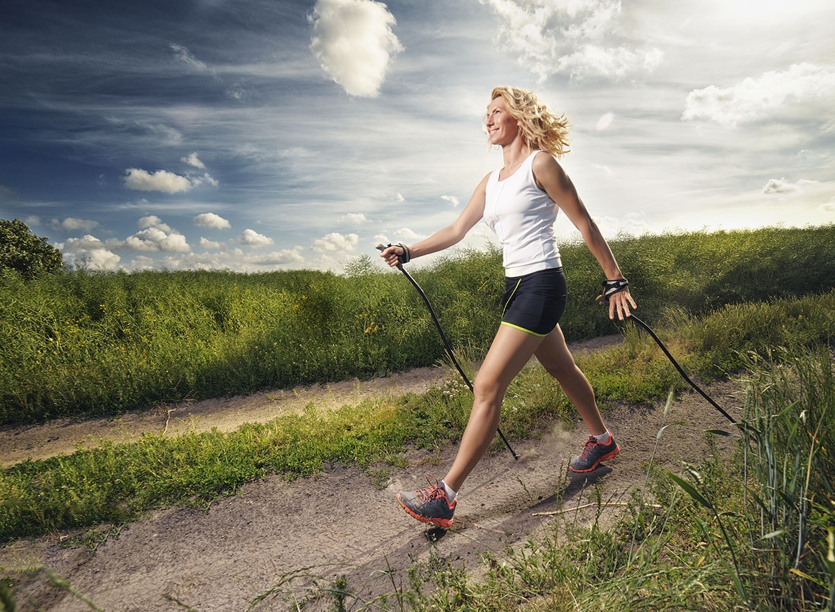 Nordic walking - active people outdoor