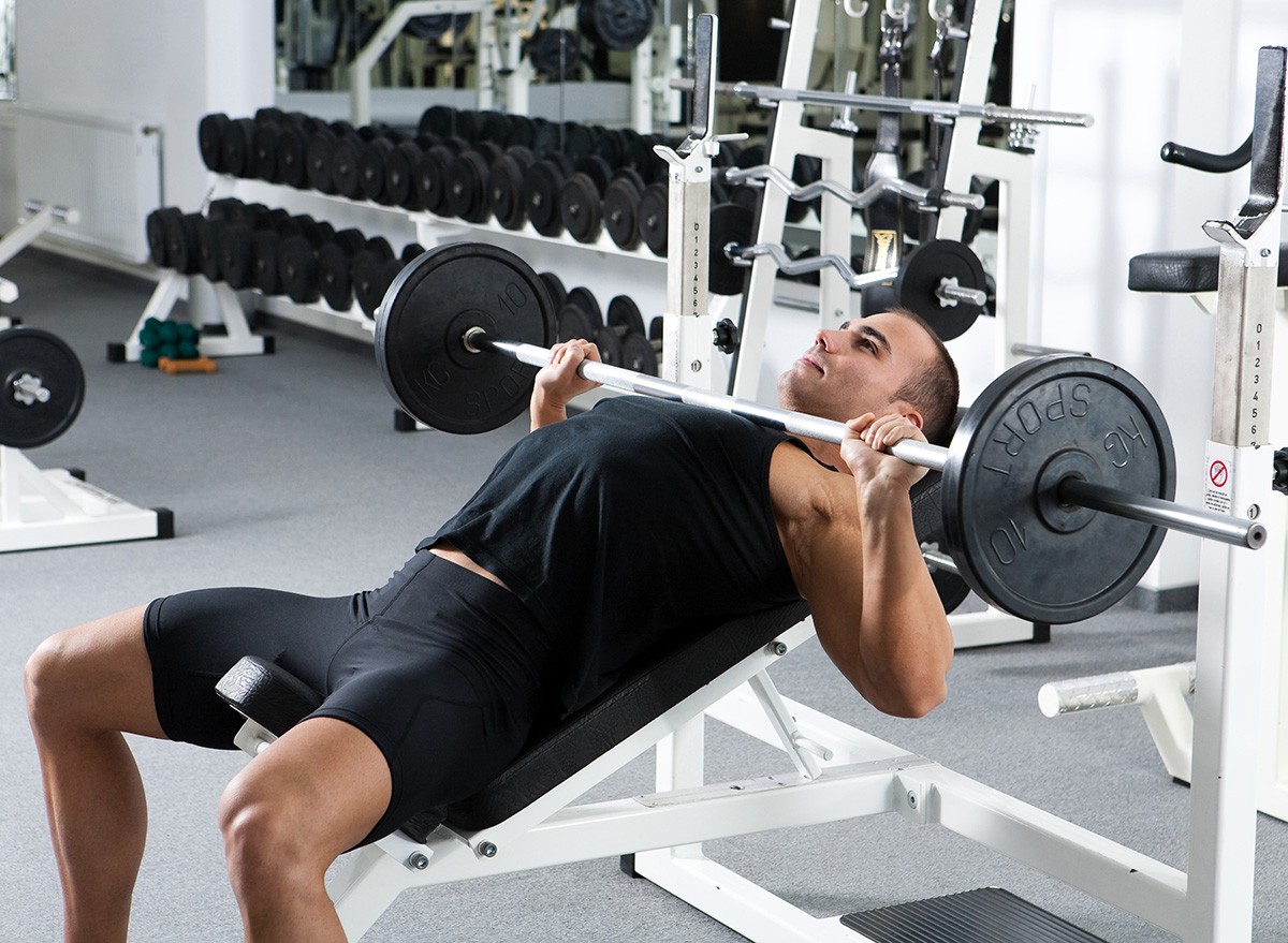 ,Bodybuilder,Training,Gym:,Chest,-,Barbell, bench, press, weights, gym,exercise