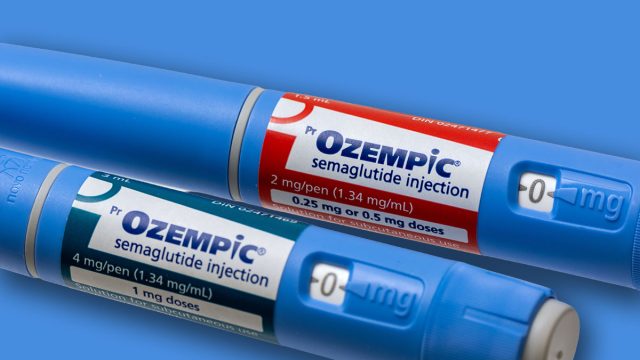 Montreal, CA - 16 November 2023: Ozempic semaglutide injection pens. Ozempic is a medication for obesity
