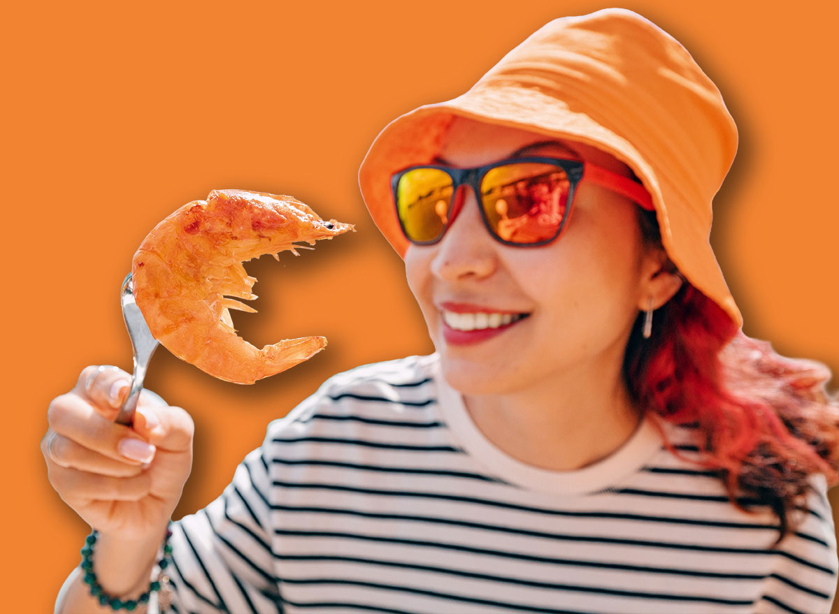 Woman holding lobster