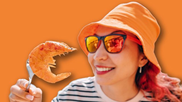 Woman holding lobster