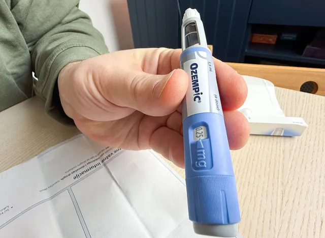 A hand holding a blue Ozempic pen, symbolizing health empowerment and modern wellness, World Diabetes Day, Ozempic, GLP 1, Semaglutide, January 5 2026, Subotica, Serbia
