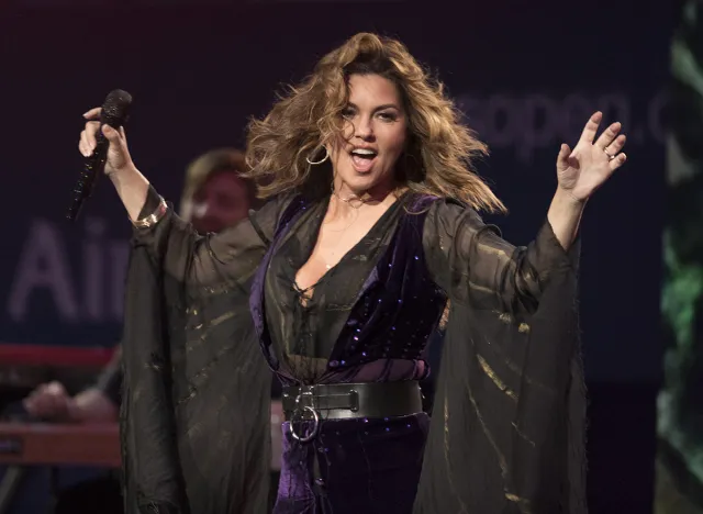 New York, NY USA - August 28, 2017: Shania Twain performs during opening ceremony at US Open Championships day 1 at Billie Jean King Tennis center