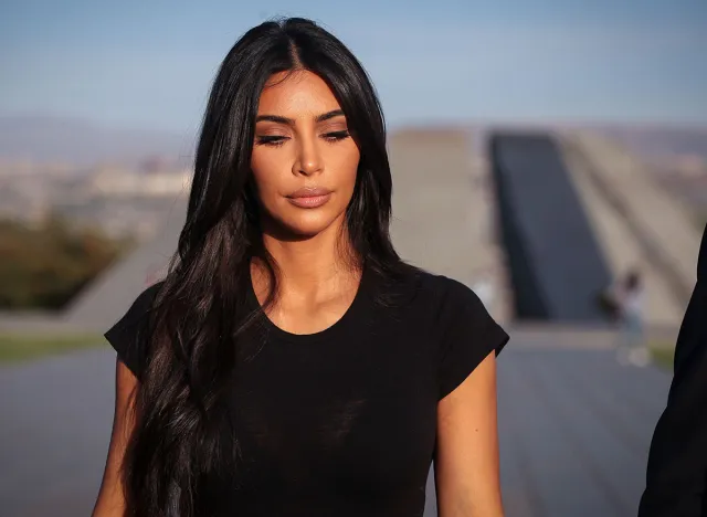 YEREVAN, ARMENIA - Jan 06, 2022: A shallow focus shot of Kim Kardashian visits the Armenian Genocide Memorial Complex in Yerevan, Armenia